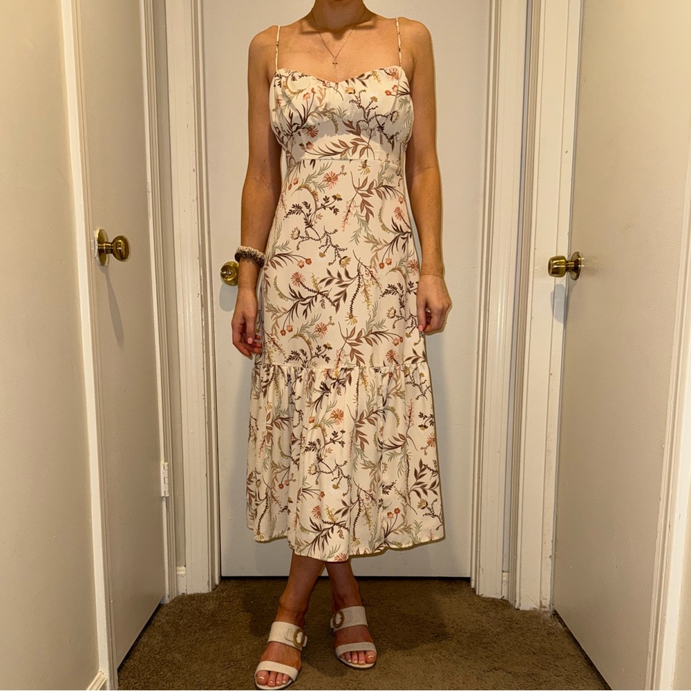 Floral Cream Midi Dress